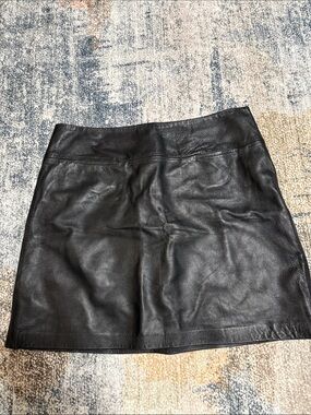 BCBG Classic Black Leather Mini Skirt